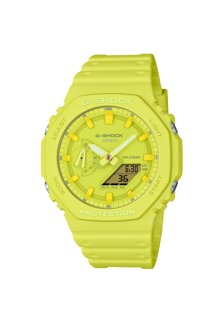G-SHOCK Casio G-Shock Tone-on-Tone Men's Analog-Digital Watch GA-2100-9A9 Yellow Resin Strap