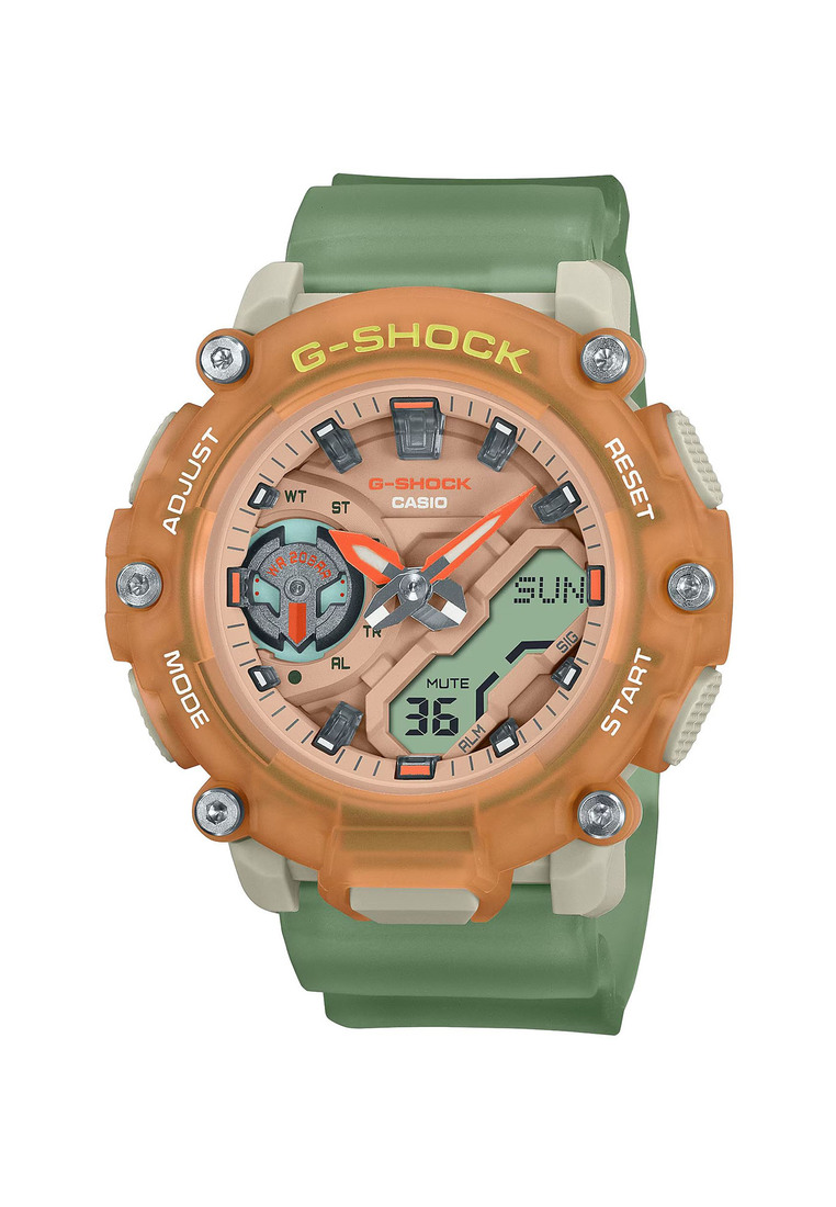 Casio G-Shock GMA-S2200PE-5A Women's Analog-Digital Sport Watch with Brown Dial and Green Transparent Resin Band