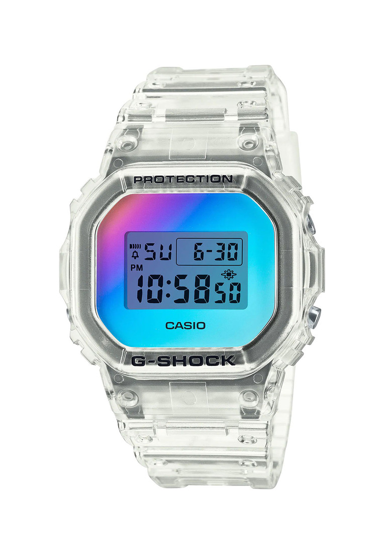 G-SHOCK Casio G-Shock Men's Digital Watch DW-5600 Series Transparent Resin Band Sport Watch DW-5600SRS-7