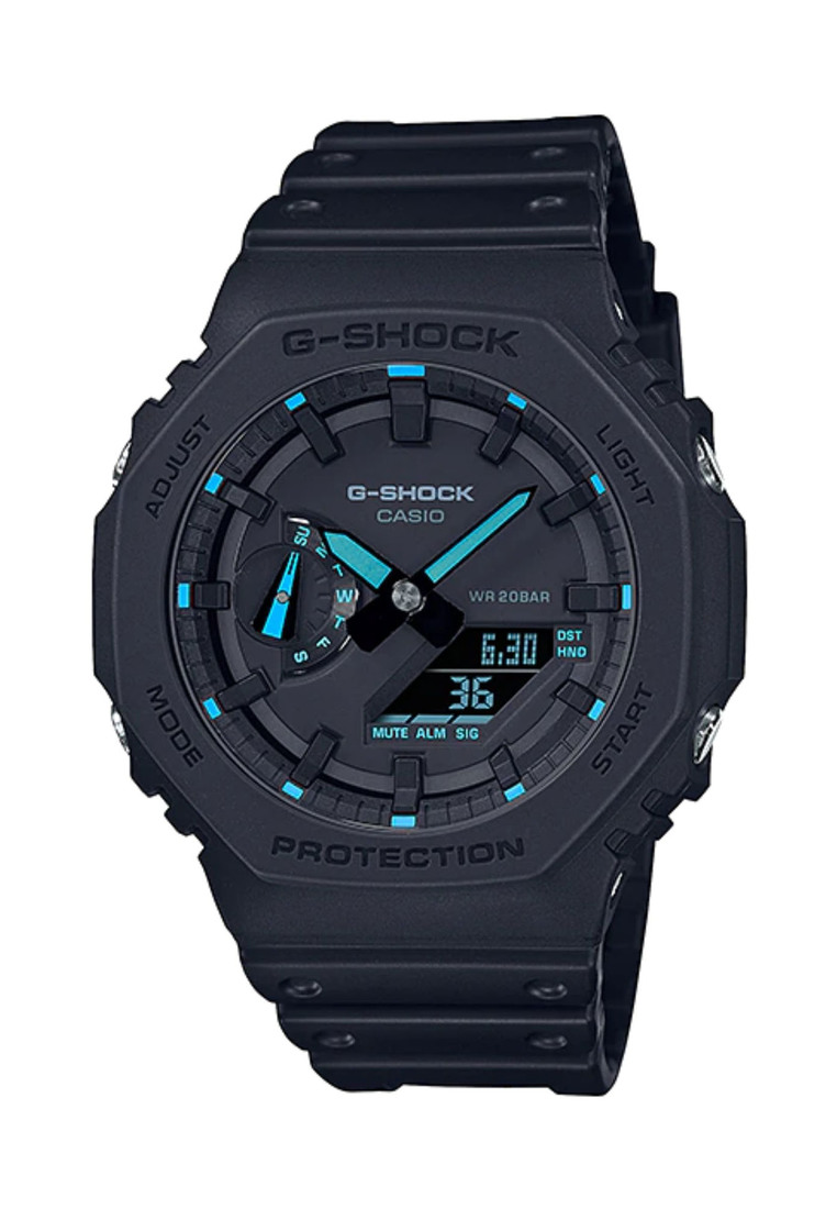 Casio G-Shock Men's Analog-Digital Watch Neon Series TMJ Carbon Core Guard Black Resin Sport Watch GA-2100-1A2