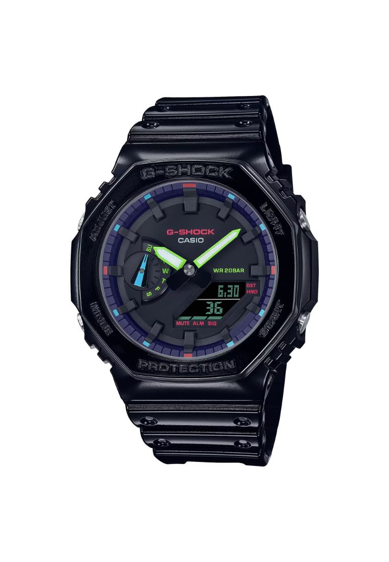 G-SHOCK Casio G-Shock GA-2100RGB-1A Virtual Rainbow Men's Analog-Digital Watch with Black Resin Band