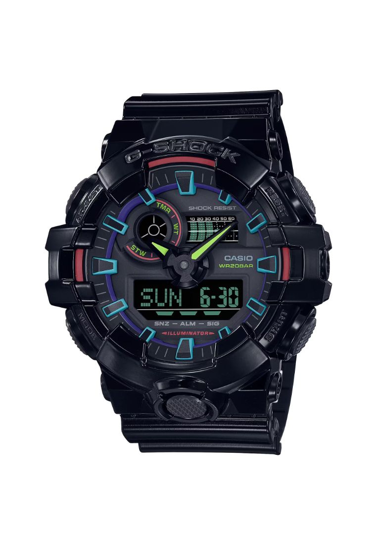G-SHOCK Casio G-Shock GA-700RGB-1A Virtual Rainbow Men's Analog-Digital Watch with Black Resin Band