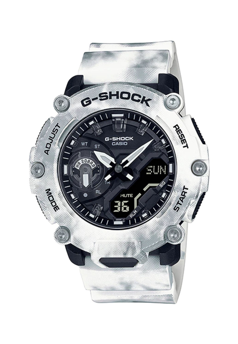 Casio G-Shock Men's Analog-Digital Watch GA-2200GC-7A Frozen Forest Carbon Core Guard White Resin Band Sport Watch