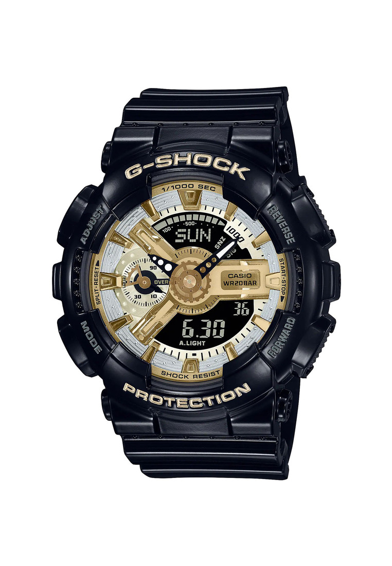 Casio G-Shock Analog-Digital Watch GMA-S110GB-1A Black & Gold Dial with Black Resin Band Sports Watch
