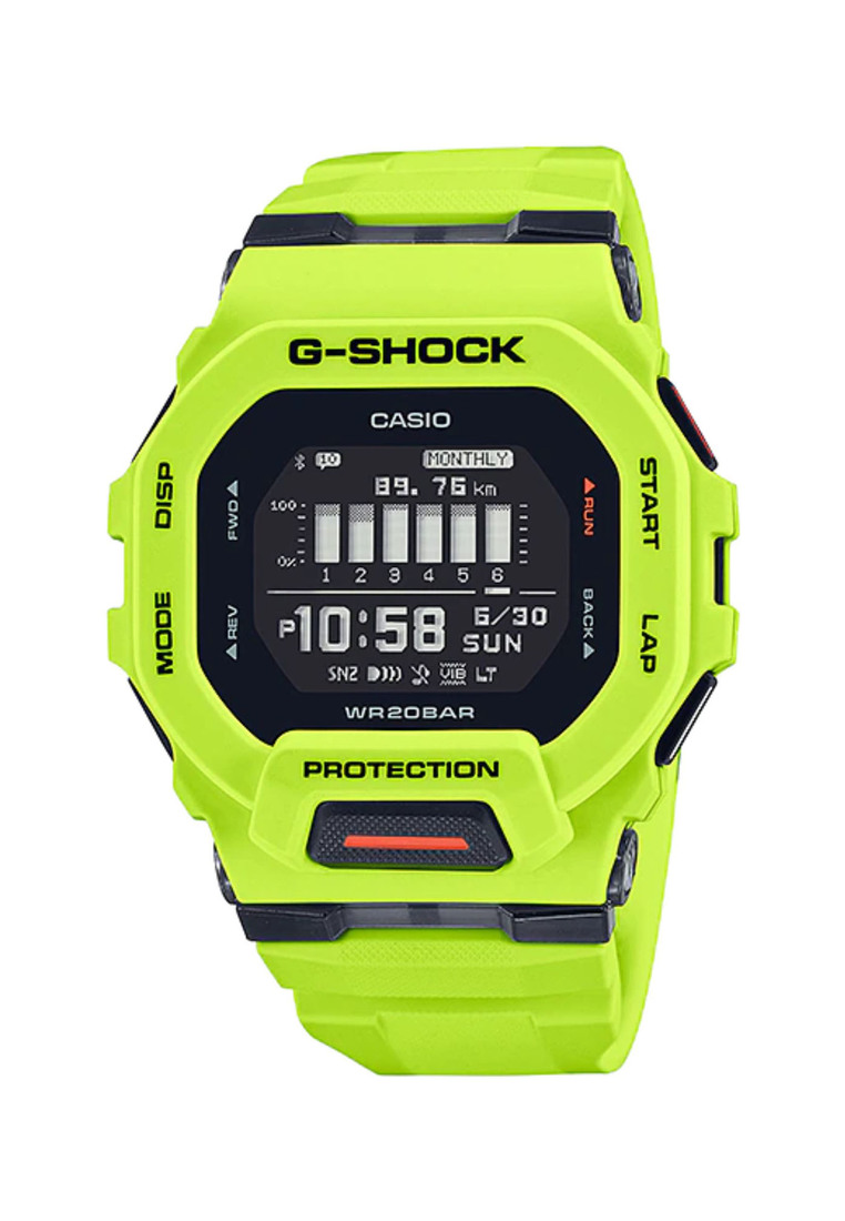 Casio G-Shock Men's Digital Watch GBD-200-9 G-SQUAD Line Support Bluetooth® Yellow Resin Band Sports Watch