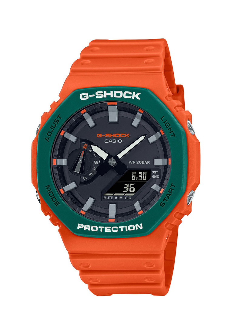 G-SHOCK Casio G-Shock Men's Analog-Digital Watch Carbon Core Guard Structure Sporty Colour Series Orange Resin Band Watch GA2110SC-4A GA-2110SC-4A