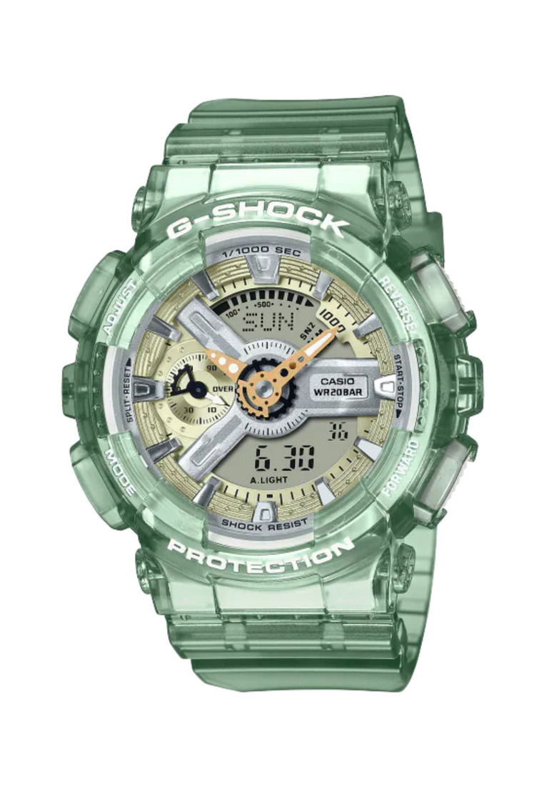 G-SHOCK Casio G-Shock Women's Analog-Digital Watch GMA-S110GS-3A Green Skeleton Resin Band Ladies Sport Watch