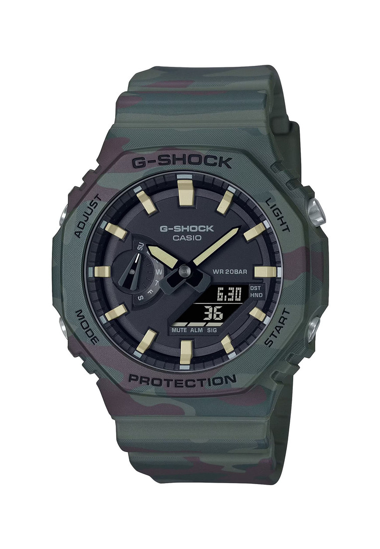 G-SHOCK Casio G-Shock GAE-2100WE-3A Analog Digital Carbon Core Guard Green Resin Watch + Additional Strap GAE2100WE GAE2100WE-3A GAE-2100WE-3ADR