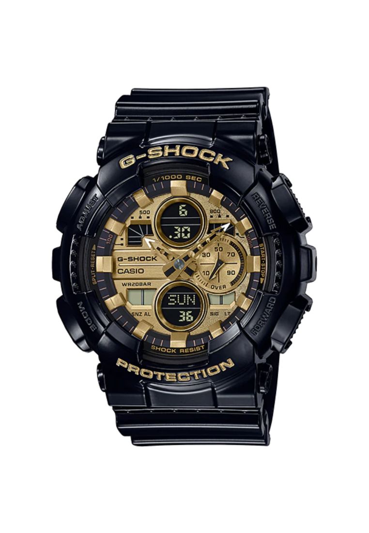 G-shock Casio G-Shock Men's Analog Watch GA-140GB-1A1 Gold Dial with Black Resin Band Sports Watch