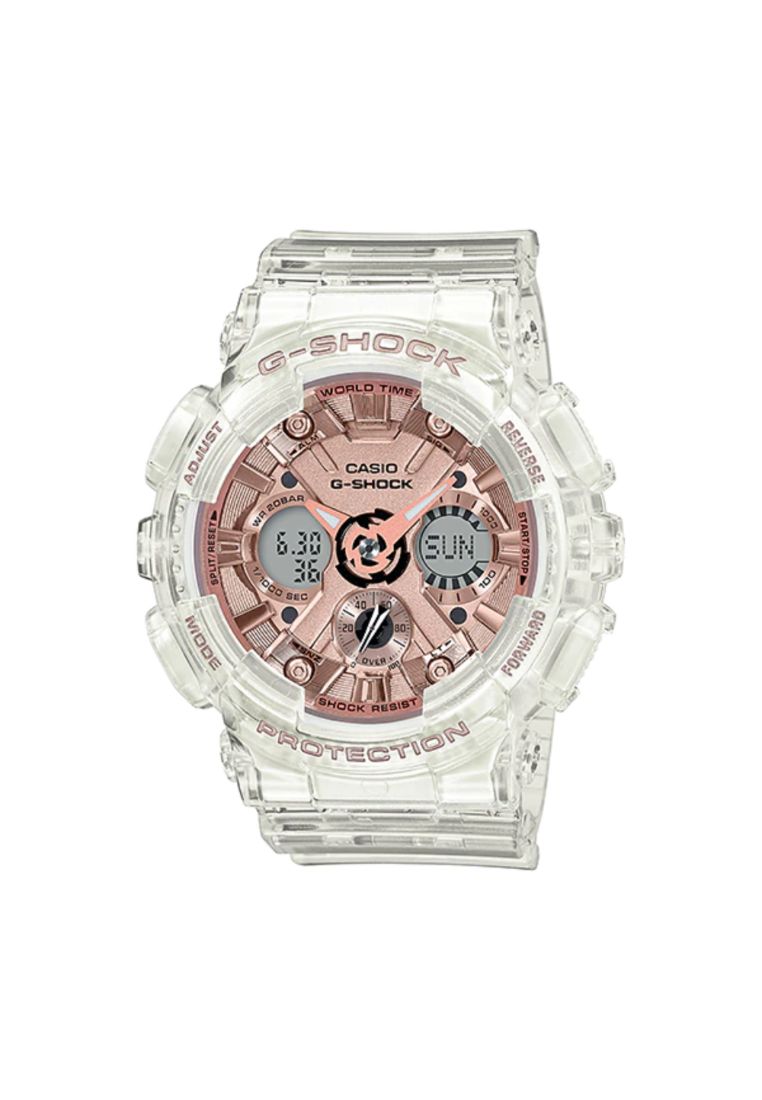 G-SHOCK Casio G-Shock Women's Analog-Digital Watch GMA-S120SR-7A White Transparent Resin Band Sports Watch