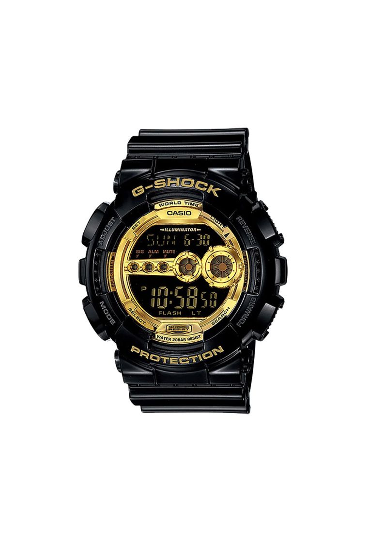 G-SHOCK Casio G-Shock Men's Digital Watch GD-100GB-1 Gold Dial with Black Resin Band Sports Watch