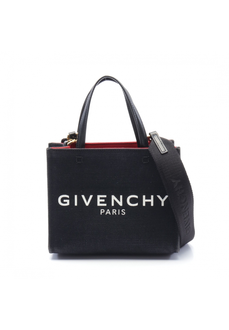 二奢 Pre-loved Givenchy G TOTE MINI Handbag canvas leather black 2WAY