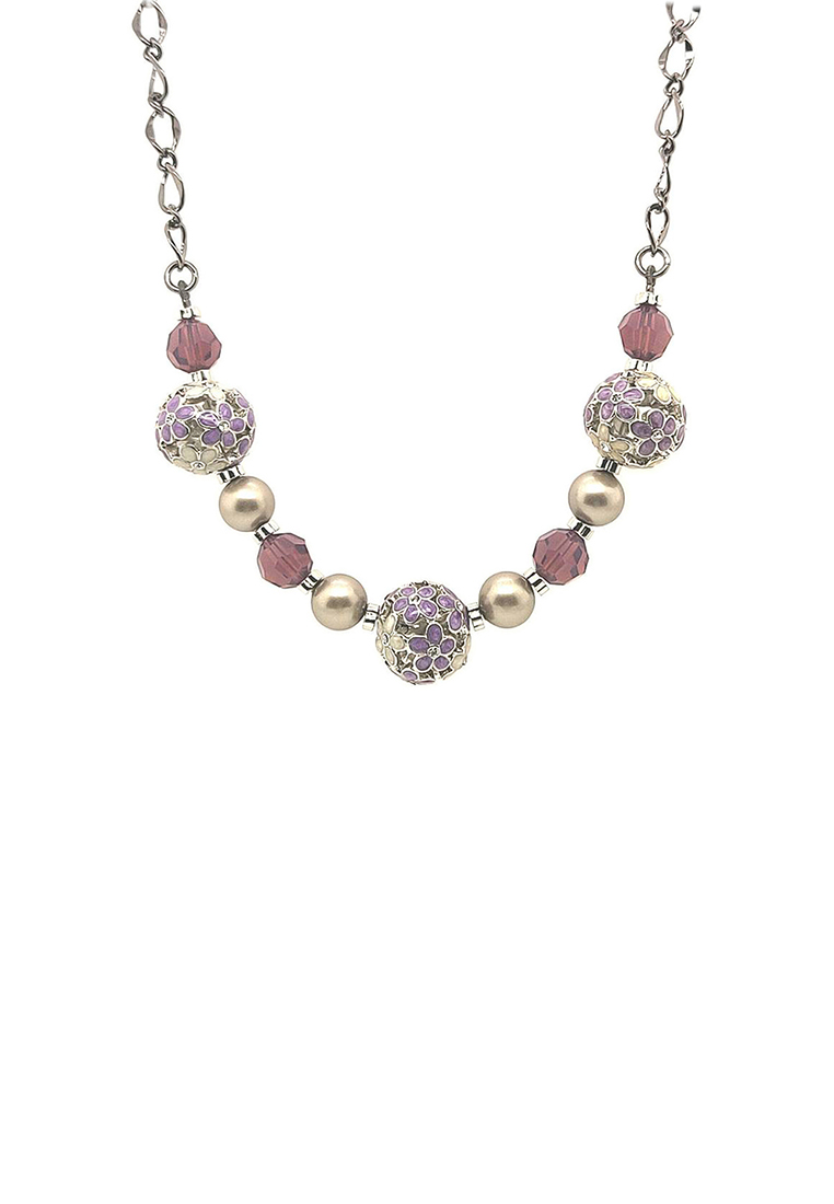 Goessele Göessele 紫陽花: 黑色，水鑽，水晶珠子，仿珍珠，琺瑯項鏈 V201643