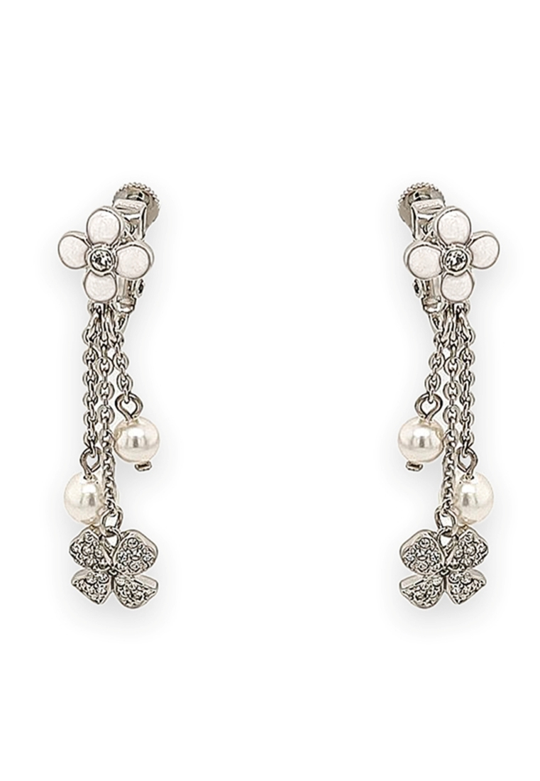 Goessele Göessele 甜心兒: 銀色，水鑽，仿珍珠，琺瑯夾耳環 VP60021