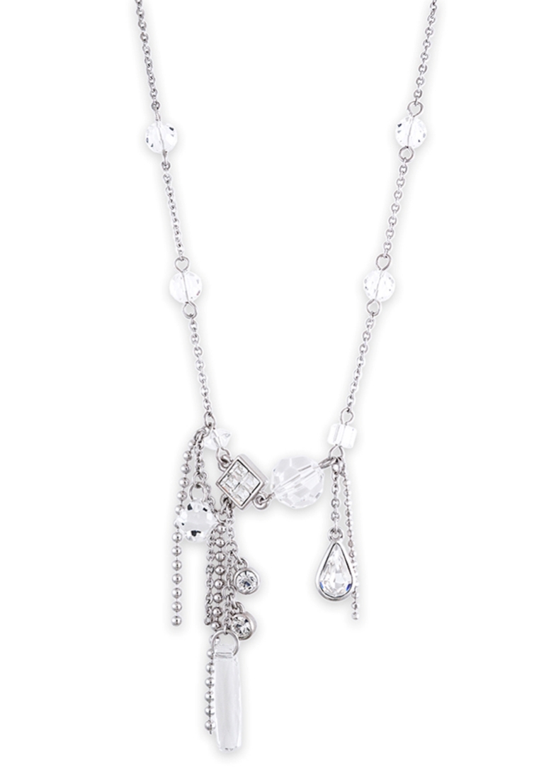 Goessele Göessele 蓮花: 銀色，水鑽，水晶珠，吊墜項鏈 V201111