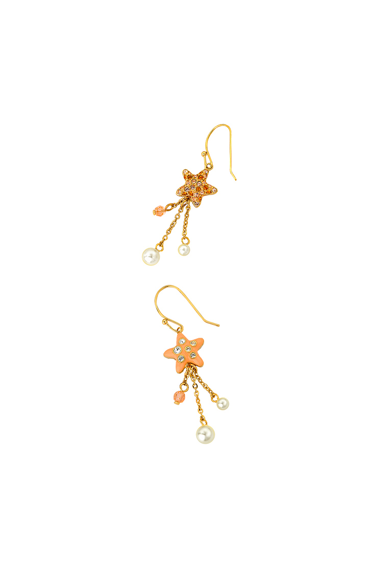 Goessele Göessele 金色，水鑽，仿珍珠，水晶珠子，琺瑯 (雙面設計)吊鉤耳環 V600968