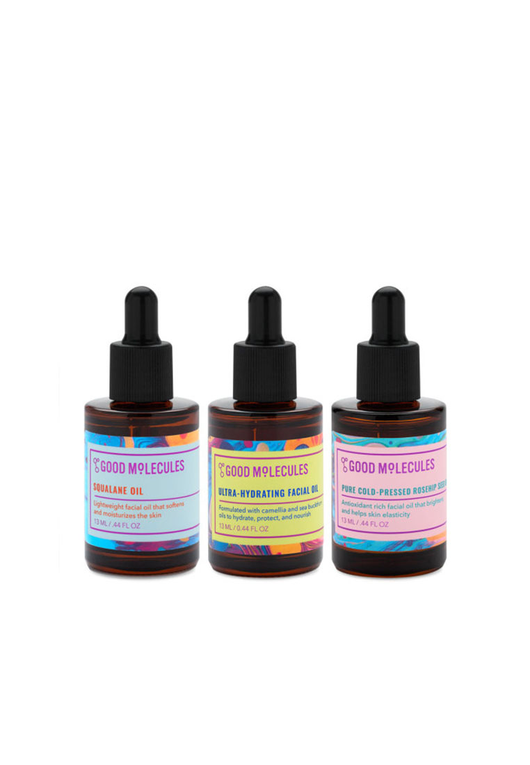 Good Molecules 臉部護理油套裝(3 pcs set - Squalane Oil Size: 13 ml, Ultra-Hydrating Facial Oil Size: 13 ml, Pure Cold-Pressed Rosehip Seed Oil Size: 13 ml)