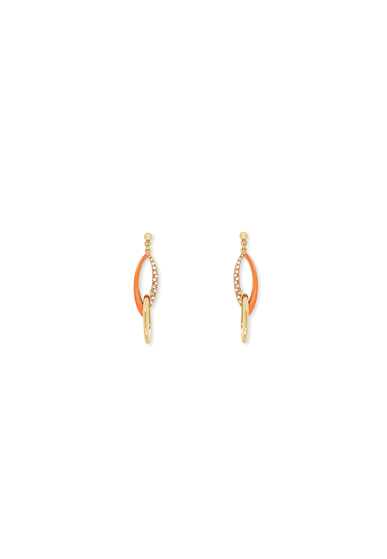 Grossé 連環: 金色，水鑽，琺瑯(雙面設計) 穿孔耳環 (多款配戴方式) GJ64564