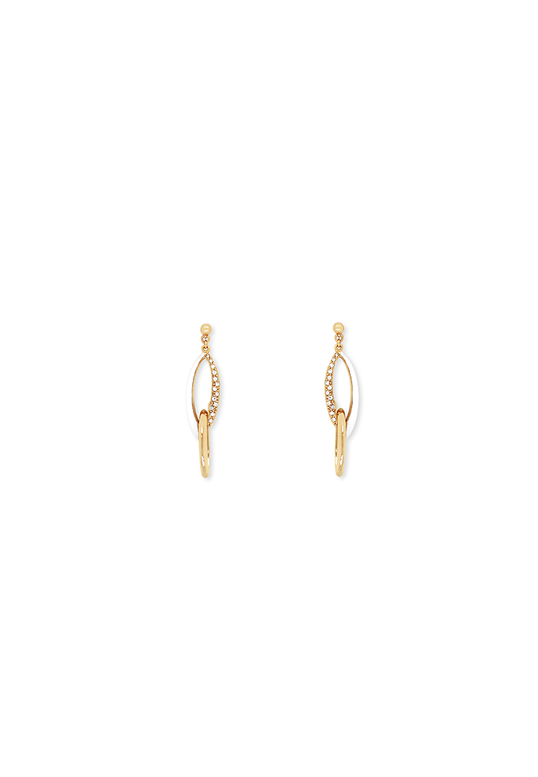 Grossé 連環: 金色，水鑽，琺瑯(雙面設計) 穿孔耳環 (多款配戴方式) GJ64581