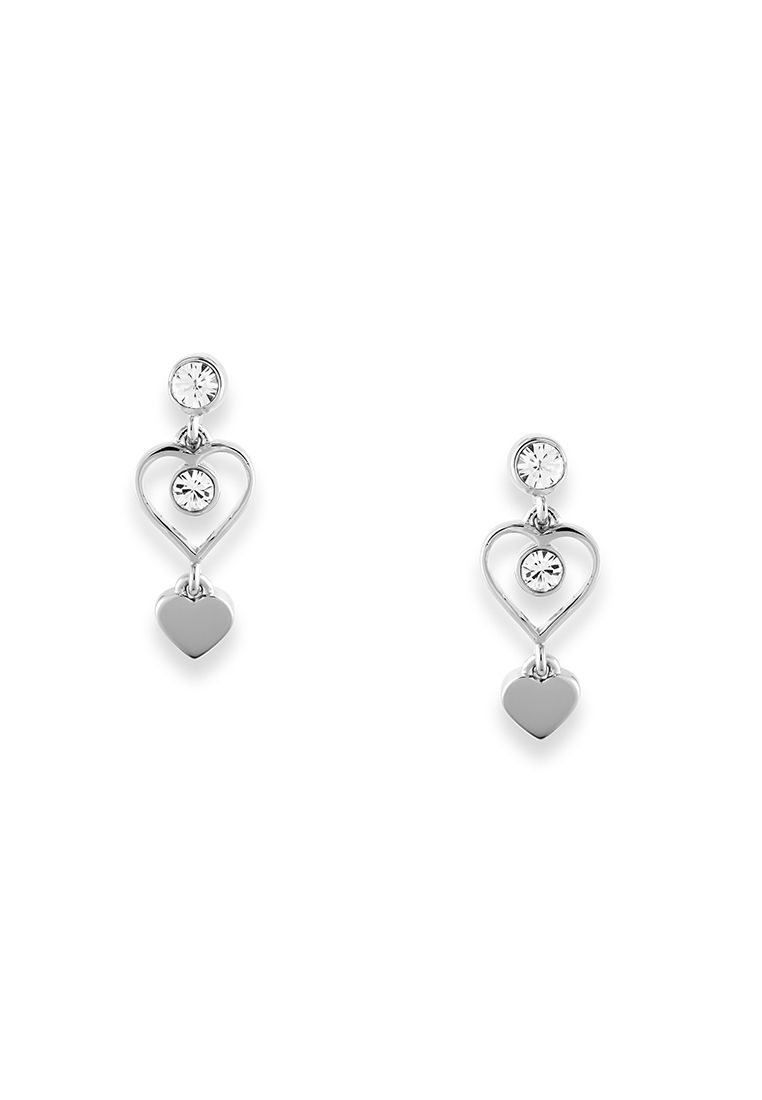Grossé Valentine's Heart: 銀色，水鑽(雙面設計)穿孔耳環 GJ61885P