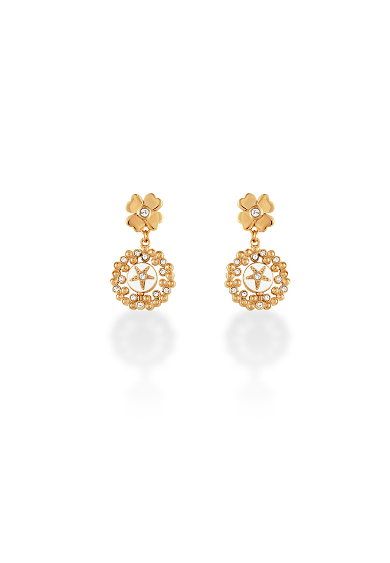 Grossé Lucky Star: 金色，水鑽，琺琅，雙面設計穿孔耳環 (多款配戴方式) GA61601