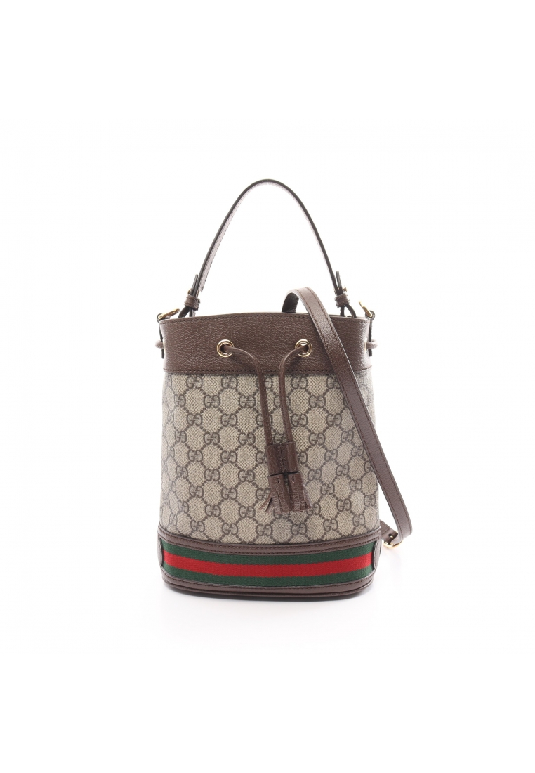 二奢 Pre-loved Gucci Ophidia GG Supreme Small bucket bag Handbag purse PVC leather Brown multicolor 2WAY
