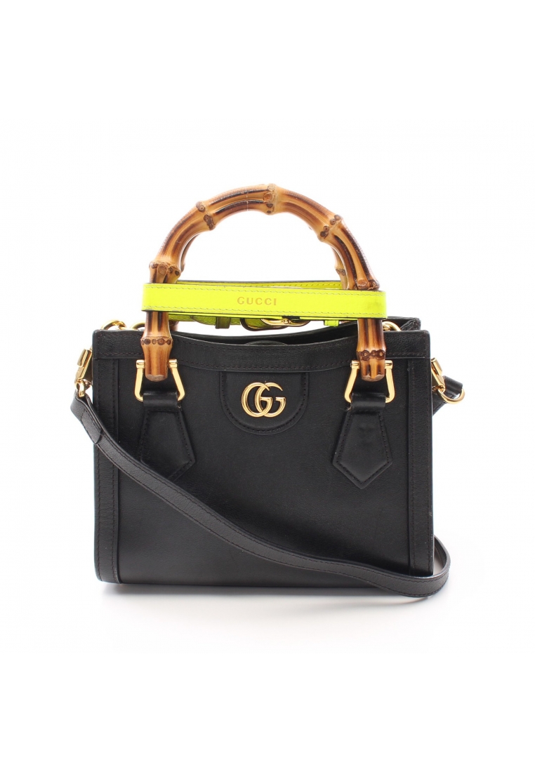 二奢 Pre-loved Gucci Diana mini GG Marmont Handbag leather black 2WAY