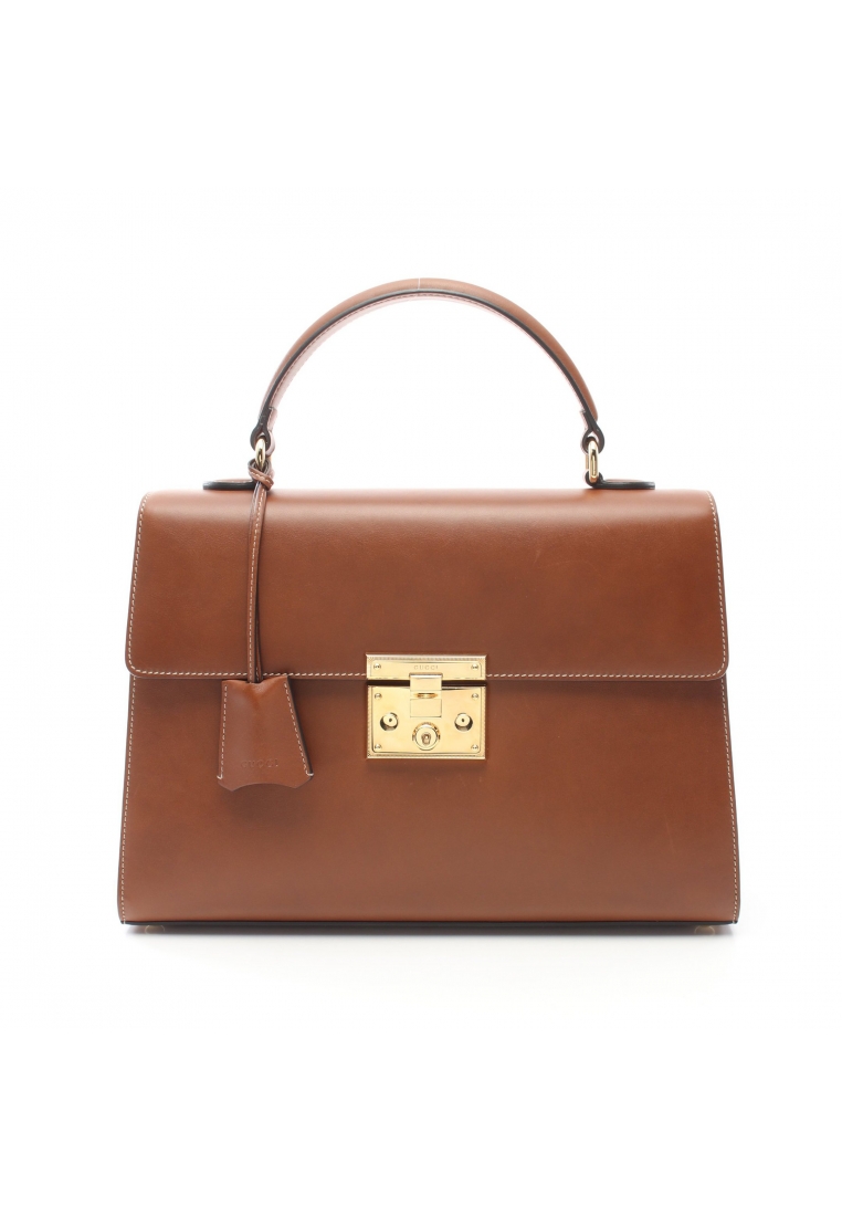 二奢 Pre-loved Gucci top handle Handbag leather Brown