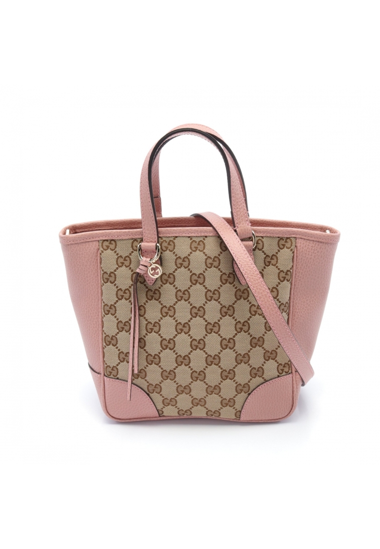 二奢 Pre-loved Gucci Bree GG canvas Handbag tote bag canvas leather beige pink 2WAY