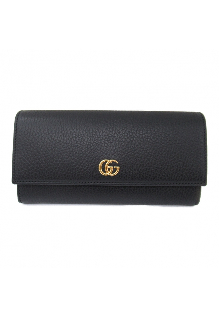 二奢 Pre-loved Gucci GG Marmont Bi-fold Long Wallet Bi-fold Long Wallet leather black