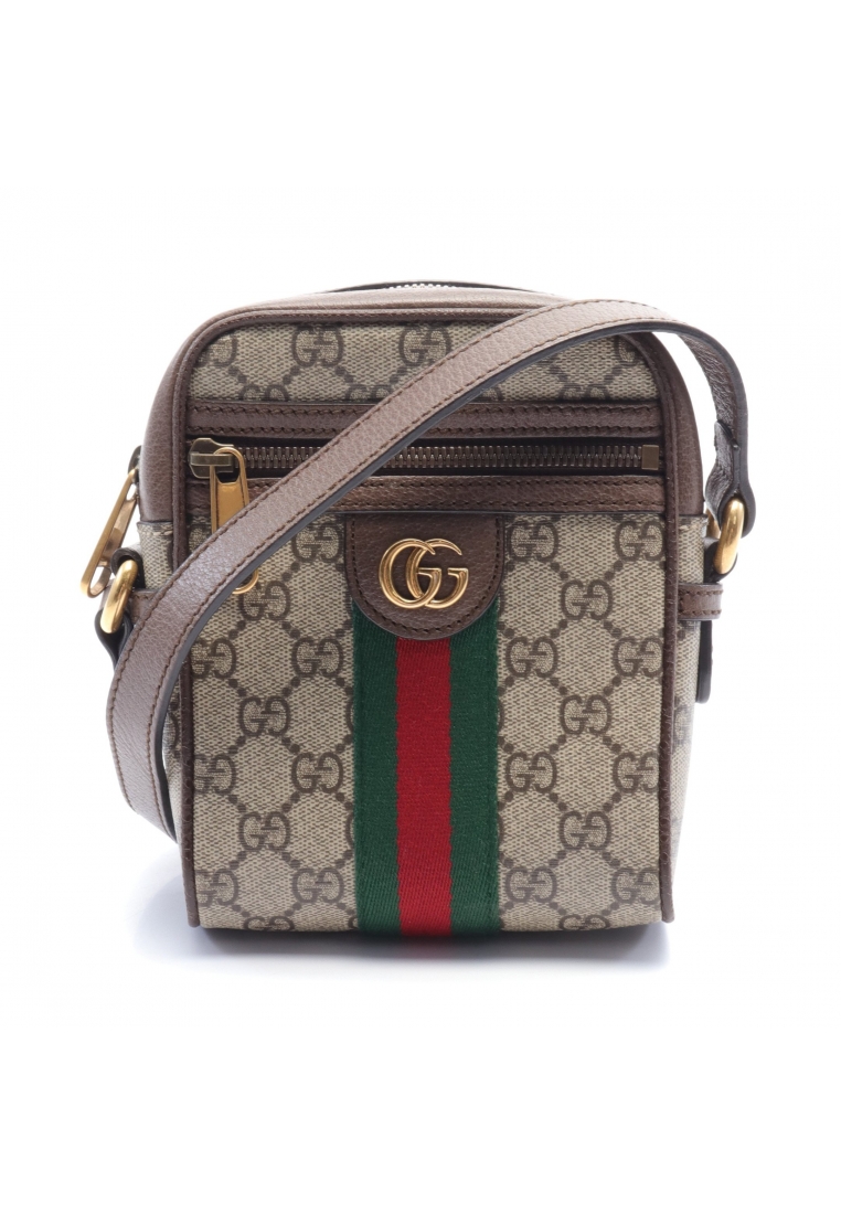 二奢 Pre-loved Gucci Ophidia sherry line GG Supreme Shoulder bag PVC leather beige Dark brown