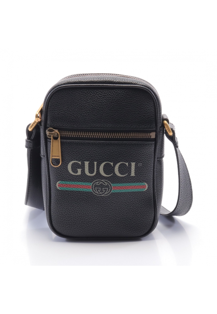 Gucci 二奢 Pre-loved GUCCI webbing line Shoulder bag leather black multicolor