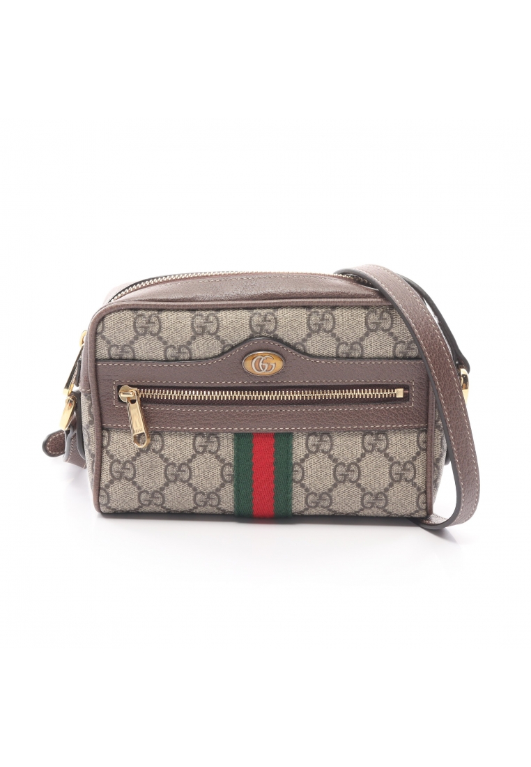 二奢 Pre-loved Gucci Ophidia GG Marmont Shoulder bag PVC leather beige Dark brown multicolor