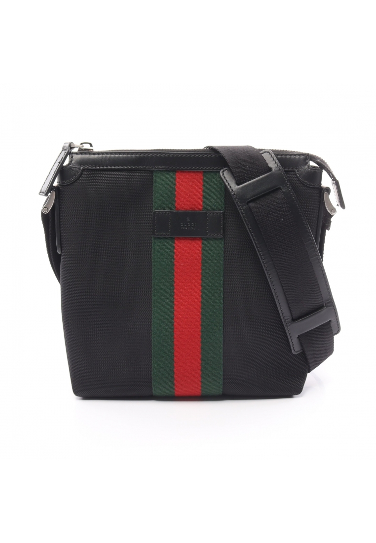 二奢 Pre-loved Gucci sherry line Shoulder bag nylon canvas leather black Red green