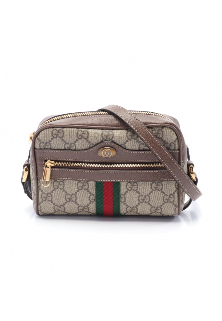 二奢 Pre-loved Gucci Ophidia GG Marmont Shoulder bag PVC leather beige Dark brown multicolor
