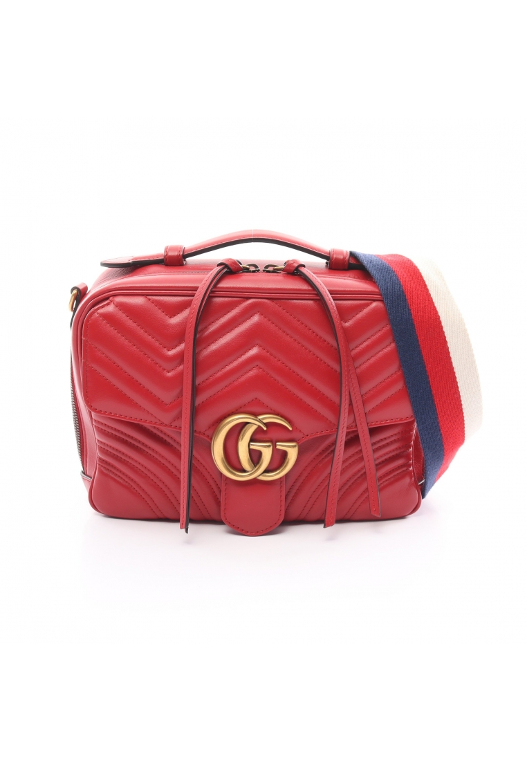 二奢 Pre-loved Gucci GG Marmont top handle bag Handbag leather Red 2WAY