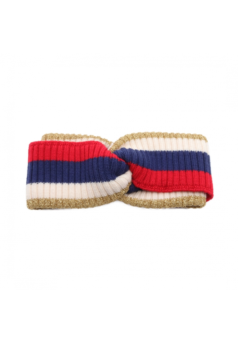 二奢 Pre-loved Gucci hair band hair accessory wool Navy multicolor