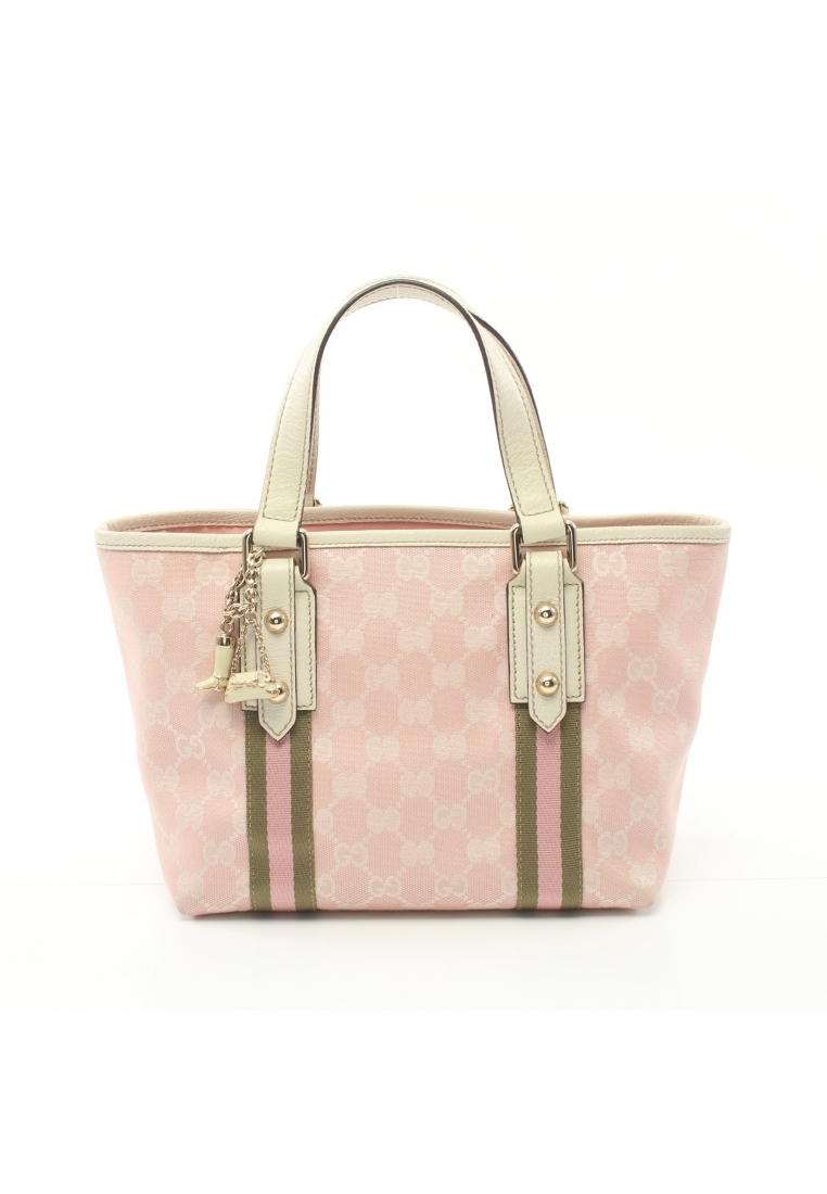 二奢 Pre-loved Gucci GG canvas Handbag tote bag canvas leather pink off white