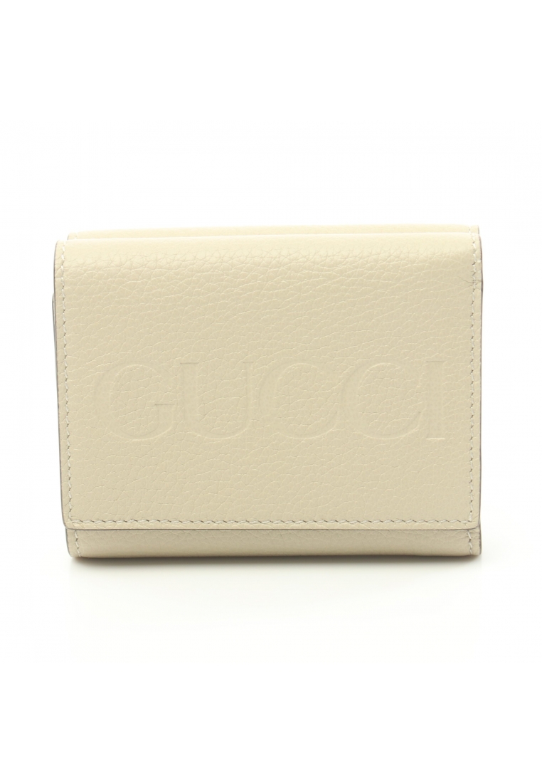 二奢 Pre-loved Gucci trifold wallet leather ivory logo