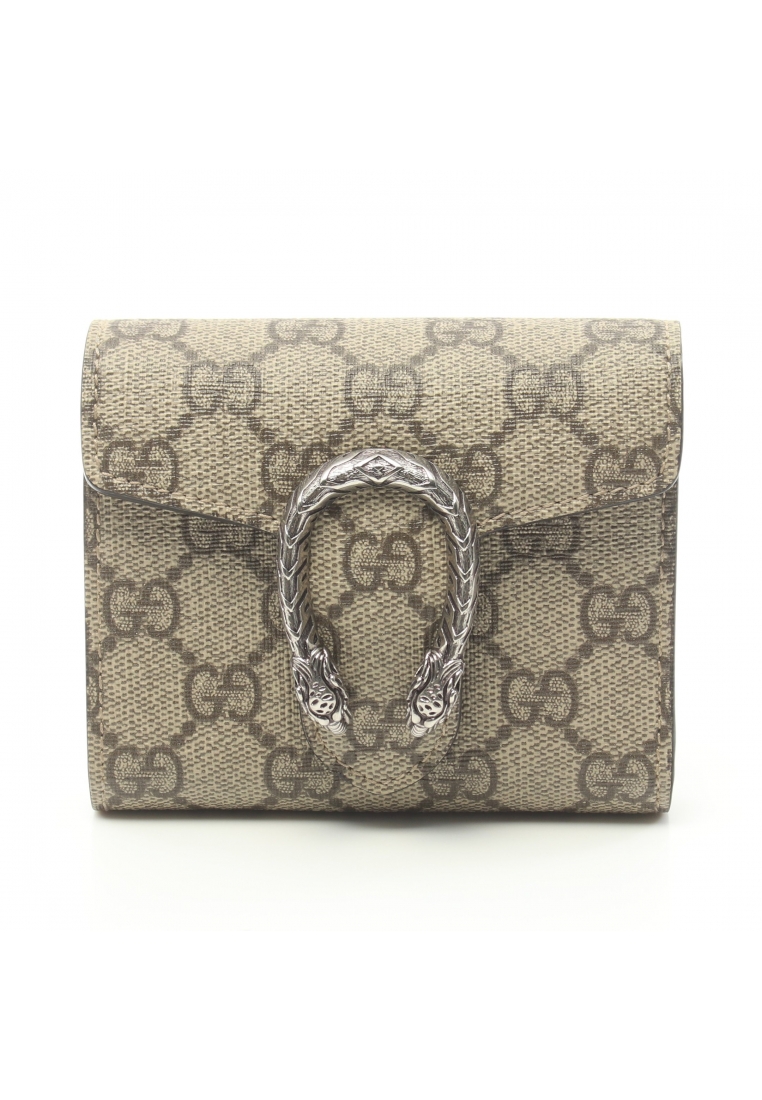 二奢 Pre-loved Gucci Dionysus GG Supreme trifold wallet PVC leather beige