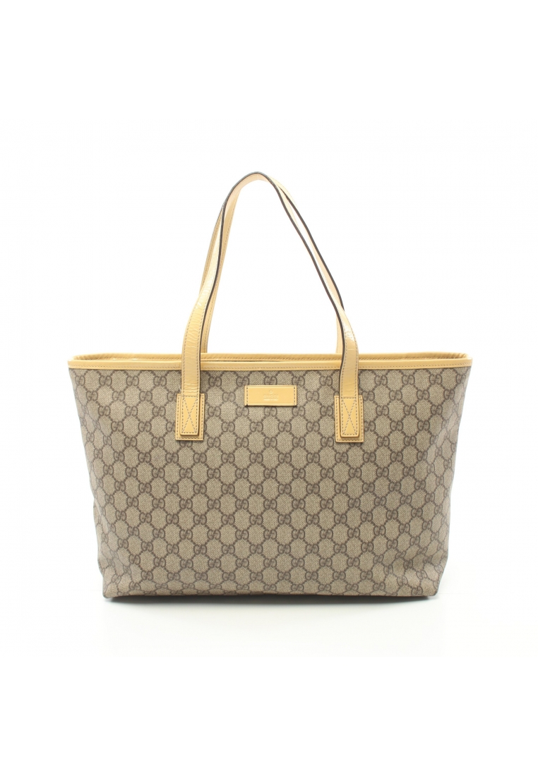 二奢 Pre-loved Gucci GG Supreme Shoulder bag tote bag PVC leather beige Light yellow