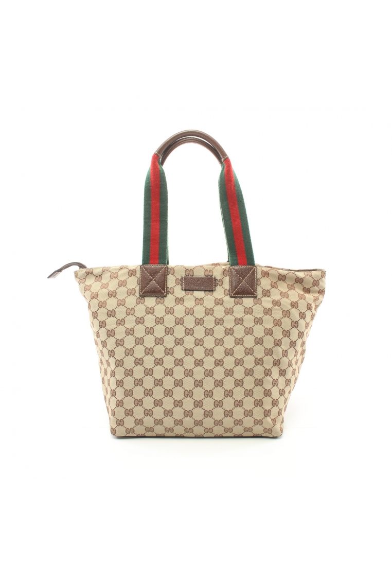 GUCCI 二奢 Pre-loved Gucci GG canvas sherry line Handbag tote bag canvas leather beige multicolor