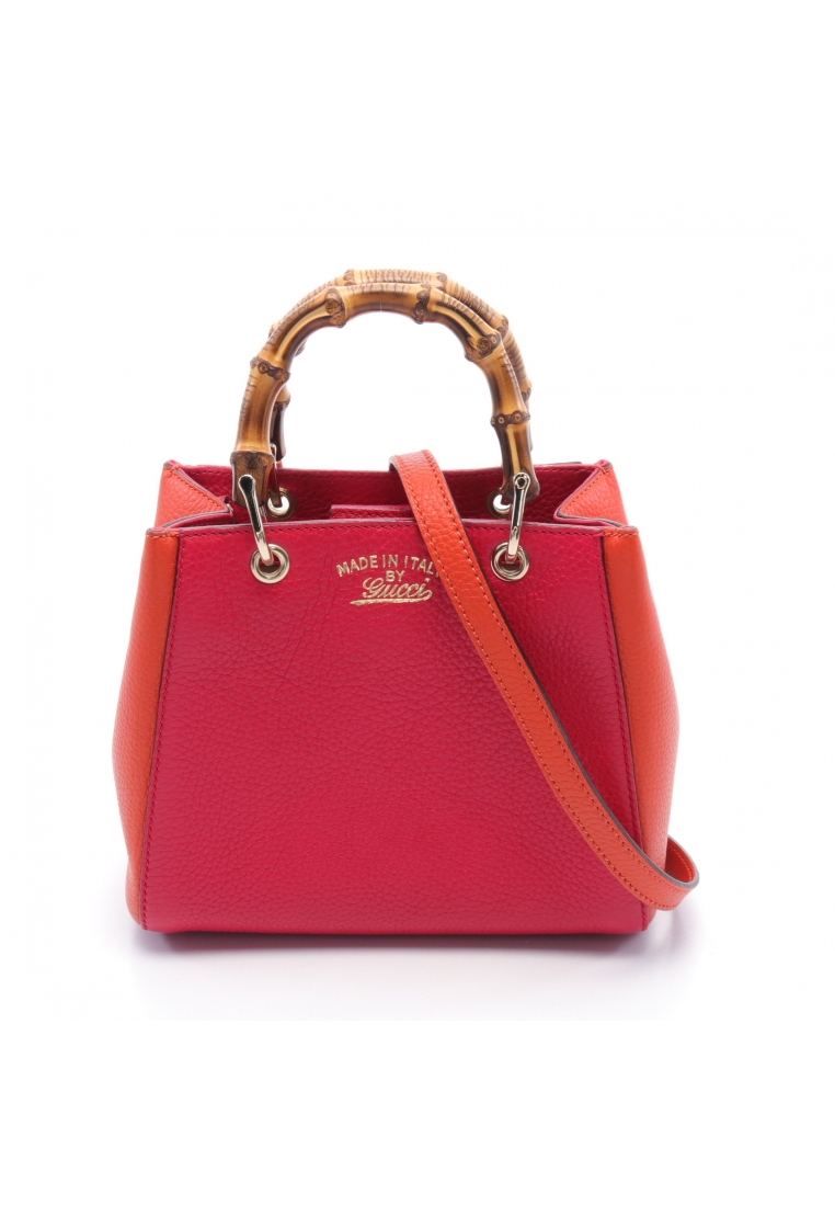 二奢 Pre-loved Gucci Bamboo mini shopper Handbag leather pink orange 2WAY