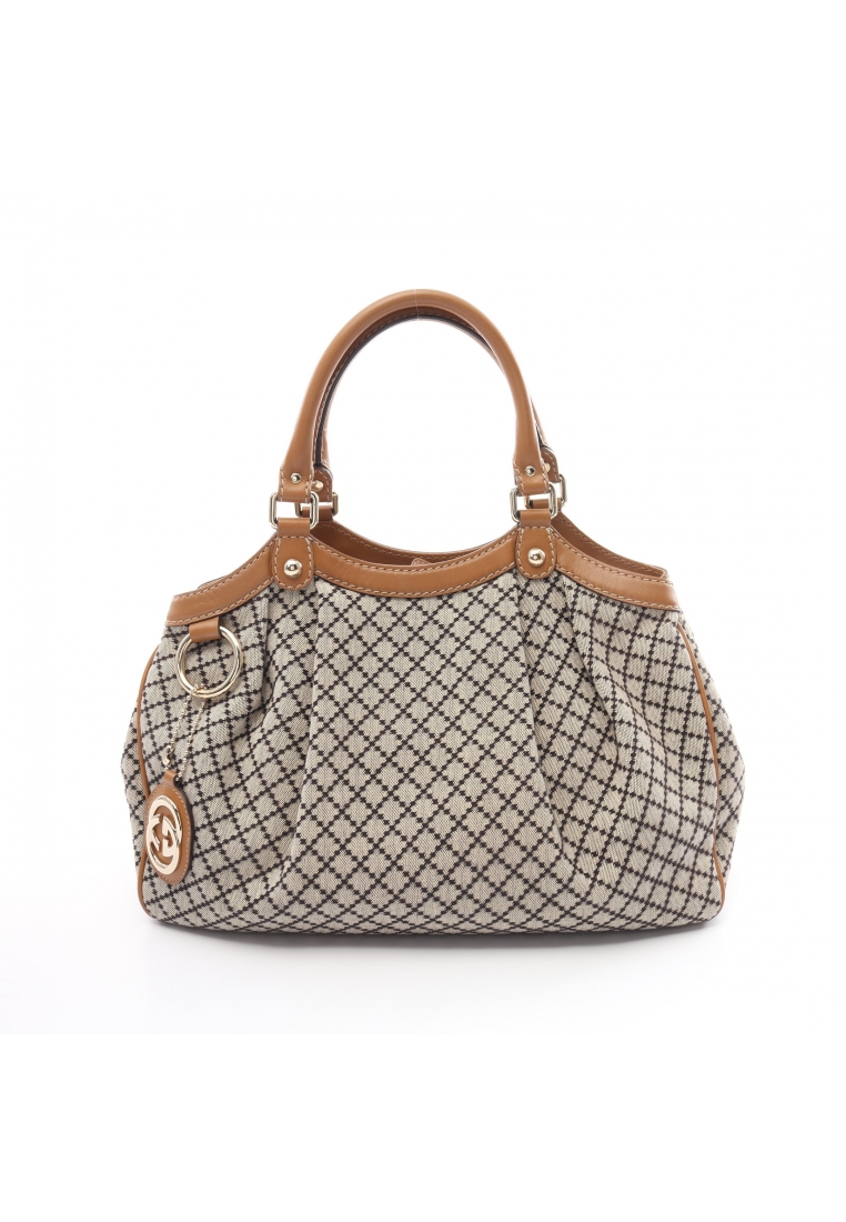 二奢 Pre-loved Gucci Sukey Diamante Handbag canvas leather beige light brown