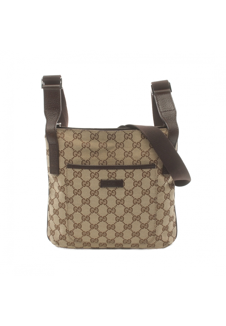 二奢 Pre-loved Gucci GG canvas Shoulder bag canvas leather beige Dark brown