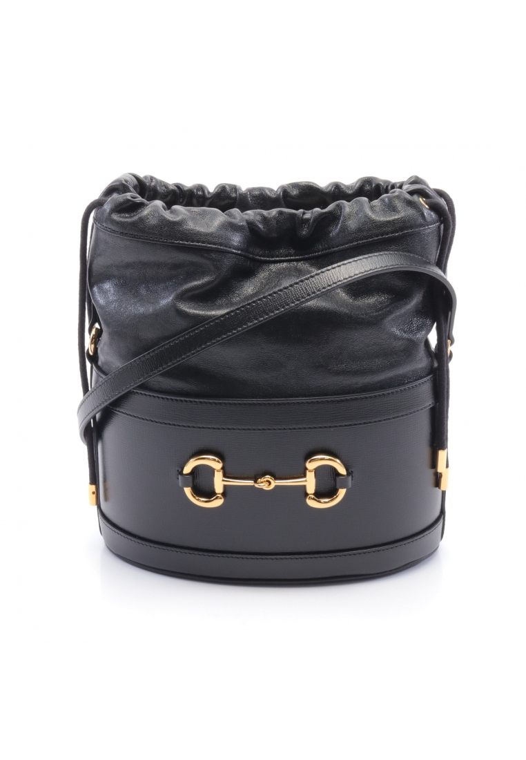 二奢 Pre-loved GUCCI Horsebit bucket bag Shoulder bag leather black