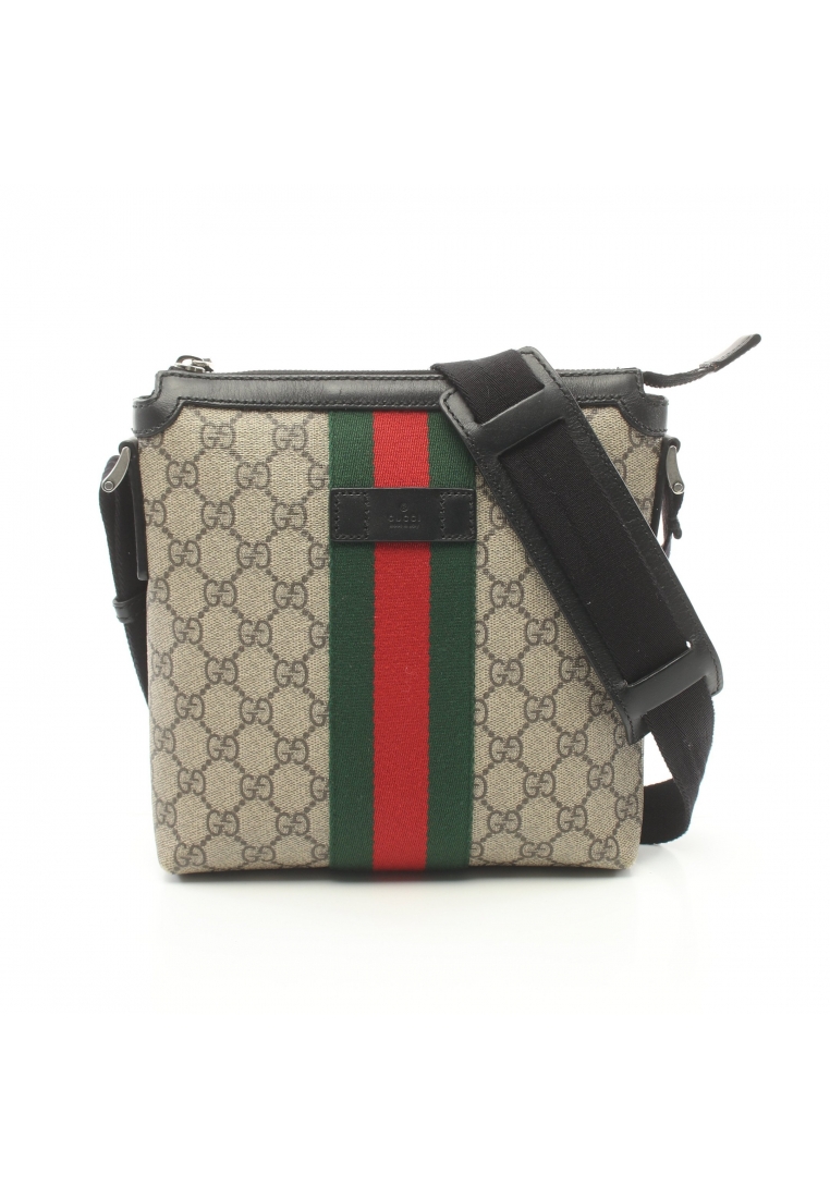 二奢 Pre-loved Gucci GG Supreme sherry line Shoulder bag PVC leather beige multicolor
