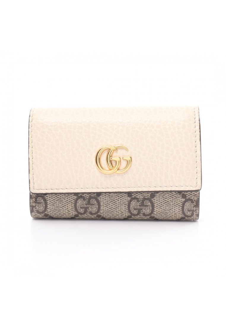 二奢 Pre-loved Gucci GG Marmont petite marmont 6 key key case PVC leather beige off white