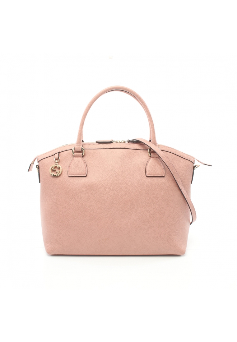 二奢 Pre-loved Gucci Interlocking G charm Handbag leather pink 2WAY