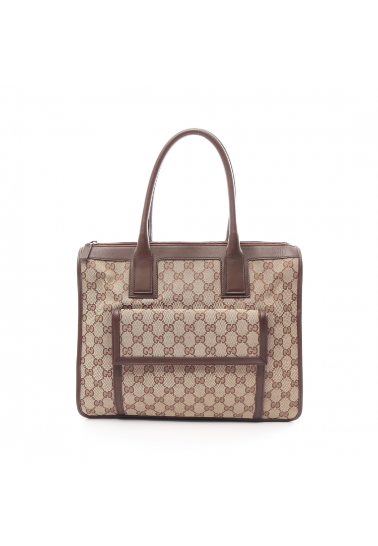 GUCCI 二奢 Pre-loved Gucci GG canvas Handbag canvas leather beige Brown
